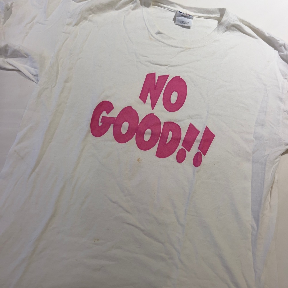 Hanes Heavyweight‎ No Good Pink Graphic T-Shirt White Mens Large Cotton Tee
